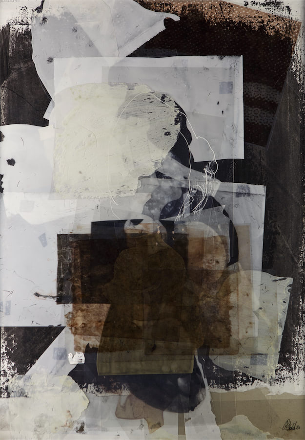 Personae, 2020, Acryl, Folien, Papiere, 60 x 50 cm