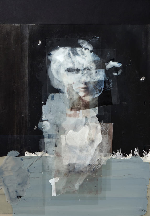 personne presente I, 85 x 62 cm, Malerei Collage, 2022 