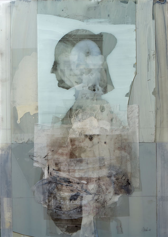 personne presente II, 85 x 62 cm, Malerei Collage, 2022 